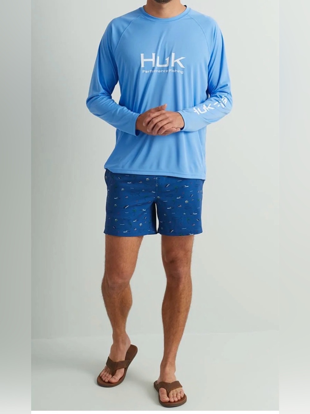 Huk Men’s Long Sleeve Pursuit Performance Shirt in Light Blue